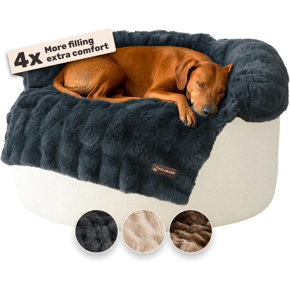 Pelsbarn Dog Bed for Couch Sofa w Non-Slip Oxford Bottom Large Gray 33x33 in